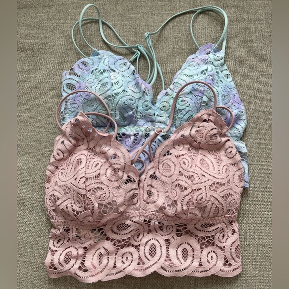 Bundle of 2 Pink Victoria Secret Lace longline Bralette XS - Picture 4 of 4